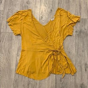 Mustard yellow wrap top